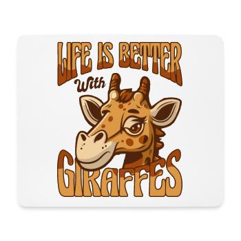 Das Leben ist besser mit Giraffen Nubian African - Mousepad (Querformat) - Weiß - Vorne