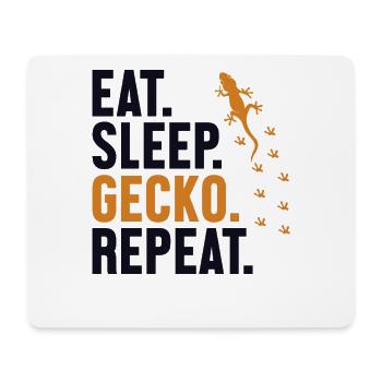 Eat Sleep Gecko Repeat Gekkota Schopfeidechse - Mousepad (Querformat) - Weiß - Vorne