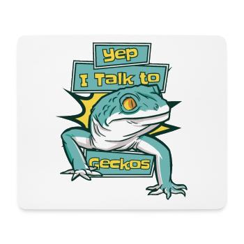 Ich spreche mit Geckos Eidechse Gekkota Schopfleopard - Mousepad (Querformat) - Weiß - Vorne