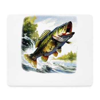 Bass Fish - Mouse Pad (horizontal) - white - Front
