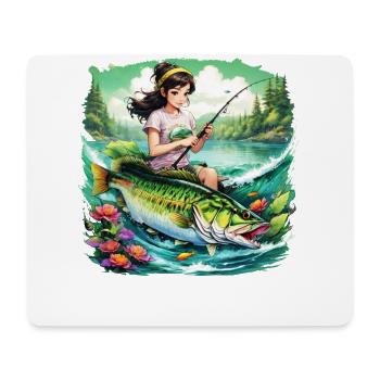 Bass Fish Girl - Mouse Pad (horizontal) - white - Front