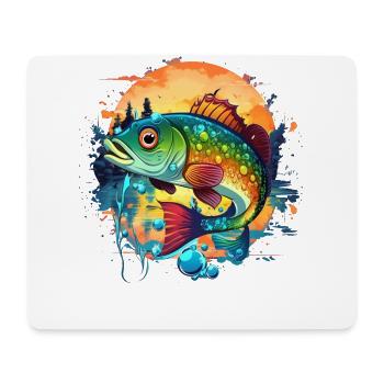 Bass Fish - Mouse Pad (horizontal) - white - Front