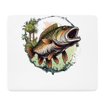 Bass Fish - Mouse Pad (horizontal) - white - Front