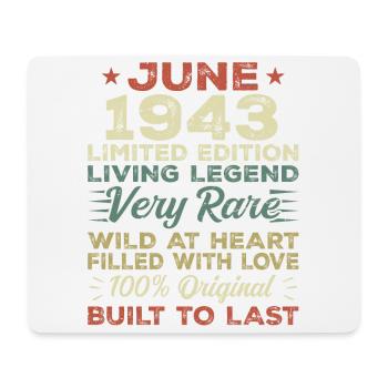 June 1943 Birthday June 1943 Gift June 1943 - Mouse Pad (horizontal) - white - Front