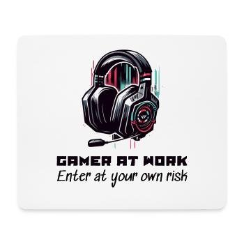 Gamer at work Enter at your own risk Beruf Arbeit - Mouse Pad (horizontal) - white - Front