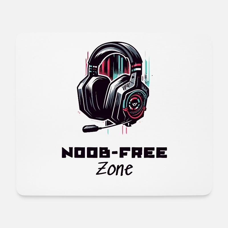 Noob Free Zone Gamer Sprüche Shirt - Mousepad (Querformat) - Weiß
