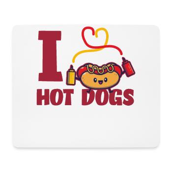 Hot Dog Adult Heart I Love Hot - Tapis de souris (format paysage) - blanc - Devant