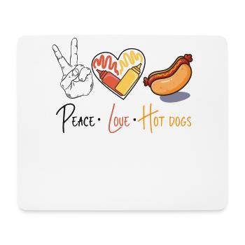 Hot Dog Adult Peace Love Hot Dogs - Mousepad (Querformat) - Weiß - Vorne
