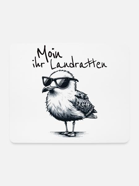 Moin ihr Landratten Lustiger Möwe Spruch - Mousepad (Querformat) - Weiß