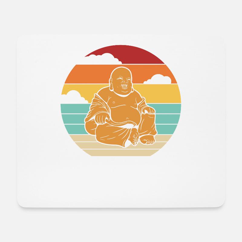 Retro Buddhist Symbol Statue Priest Buddhism - Mouse Pad (horizontal) - white