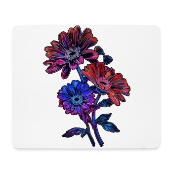 Lebendige Blumenkunst auf dunklem Hintergrund schön - Mousepad (Querformat) - Weiß - Vorne