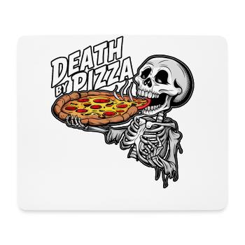 Squelette humoristique mangeant de la pizza Graphique drôle - Tapis de souris (format paysage) - blanc - Devant
