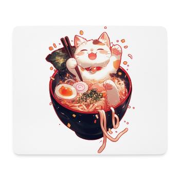 Süße Katze Ramen Schüssel Kawaii Nudeln Japanischer Anime - Mousepad (Querformat) - Weiß - Vorne