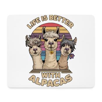 Das Leben ist besser mit Alpakas, süße Alpaka-Kunst, - Mousepad (Querformat) - Weiß - Vorne