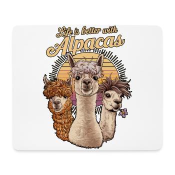 Life is Better with Alpacas, Alpaca Cute Art, - Mouse Pad (horizontal) - white - Front