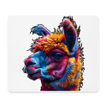 lebendige Alpaka-Kunst, buntes Alpaka-Design, - Mousepad (Querformat) - Weiß - Vorne