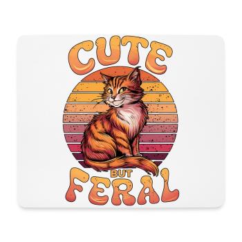 Mignon Mais sauvage Chat Rétro Coucher De Soleil Drôle Design - Tapis de souris (format paysage) - blanc - Devant