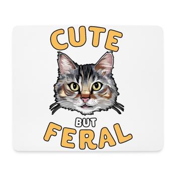 Cute But Feral Cat Funny Animal Design - Mouse Pad (horizontal) - white - Front