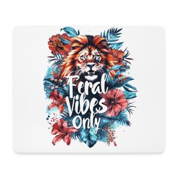 Wild Vibes Nur Löwe Blumig Wild Natur - Mousepad (Querformat) - Weiß - Vorne
