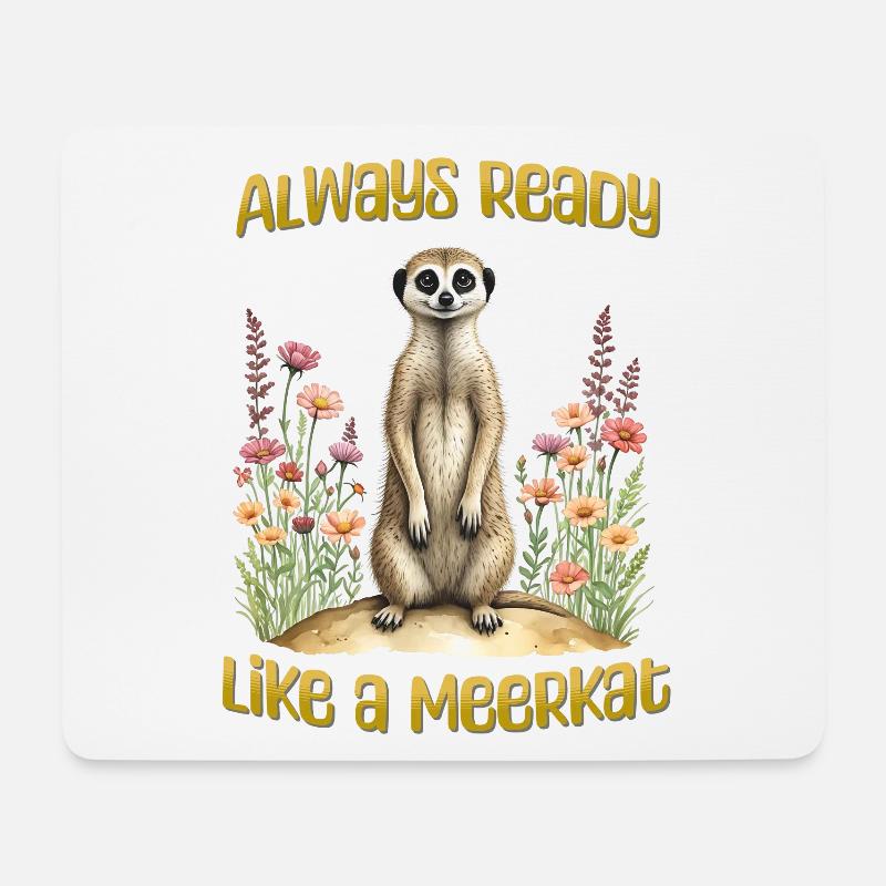 Immer bereit wie ein Erdmännchen - Mousepad (Querformat) - Weiß