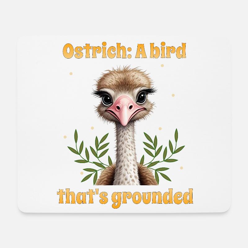 Strauß, ein Vogel, der geerdet ist - Mousepad (Querformat) - Weiß