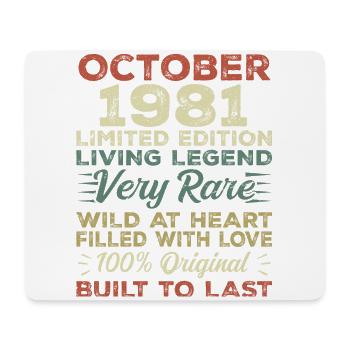 1981 October 1981 birthday October 1981 Original - Mouse Pad (horizontal) - white - Front