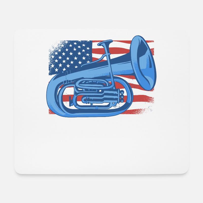 Euphonium Amerikanische Flagge Instrument Euphonist - Mousepad (Querformat) - Weiß