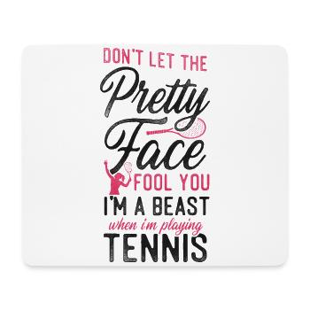 Drôle de joueur de tennis raquette fille - Tapis de souris (format paysage) - blanc - Devant