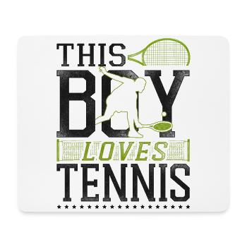 drôle joueur de tennis raquette garçon - Tapis de souris (format paysage) - blanc - Devant