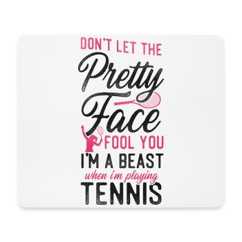 Drôle de joueur de tennis raquette fille - Tapis de souris (format paysage) - blanc - Devant
