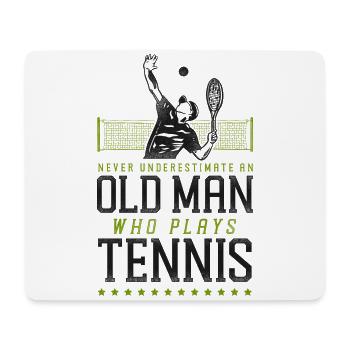 Drôle de joueur de tennis raquette grand-père - Tapis de souris (format paysage) - blanc - Devant