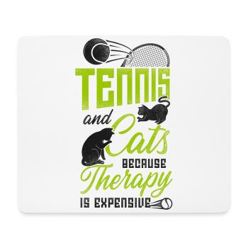 Drôle de joueur de tennis raquette chat - Tapis de souris (format paysage) - blanc - Devant