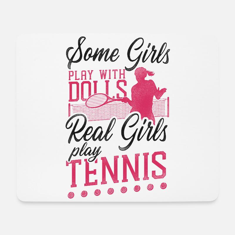 Funny Tennis Player Racket Girl - Mousepad (Querformat) - Weiß