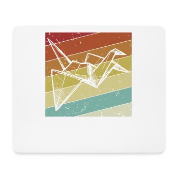 Retro Folding Owl Paper Crane Master Origami - Mouse Pad (horizontal) - white - Front