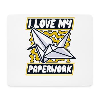 I Love My Paperwork Owl Paper Crane Folding - Mouse Pad (horizontal) - white - Front