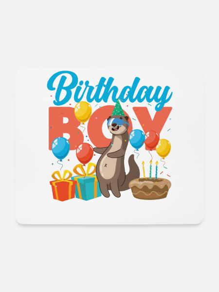 Otter Birthday Boy Birthday Boy - Mousepad (Querformat) - Weiß