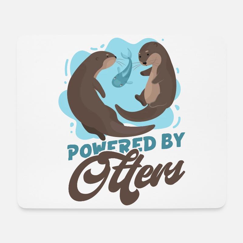 Otter Powered By Otters - Mousepad (Querformat) - Weiß