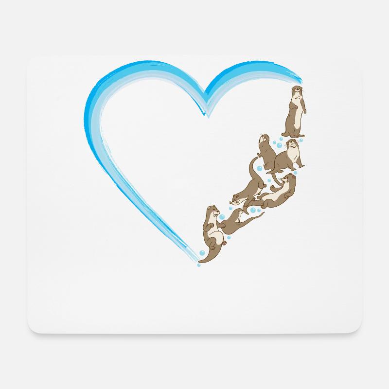 Otter Heart - Mousepad (Querformat) - Weiß