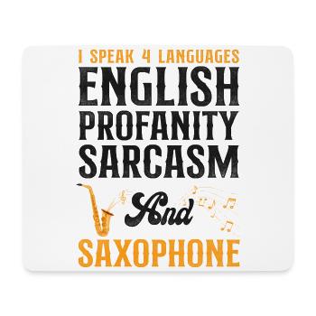 Saxophone I Speak 4 Languages - Mousepad (Querformat) - Weiß - Vorne