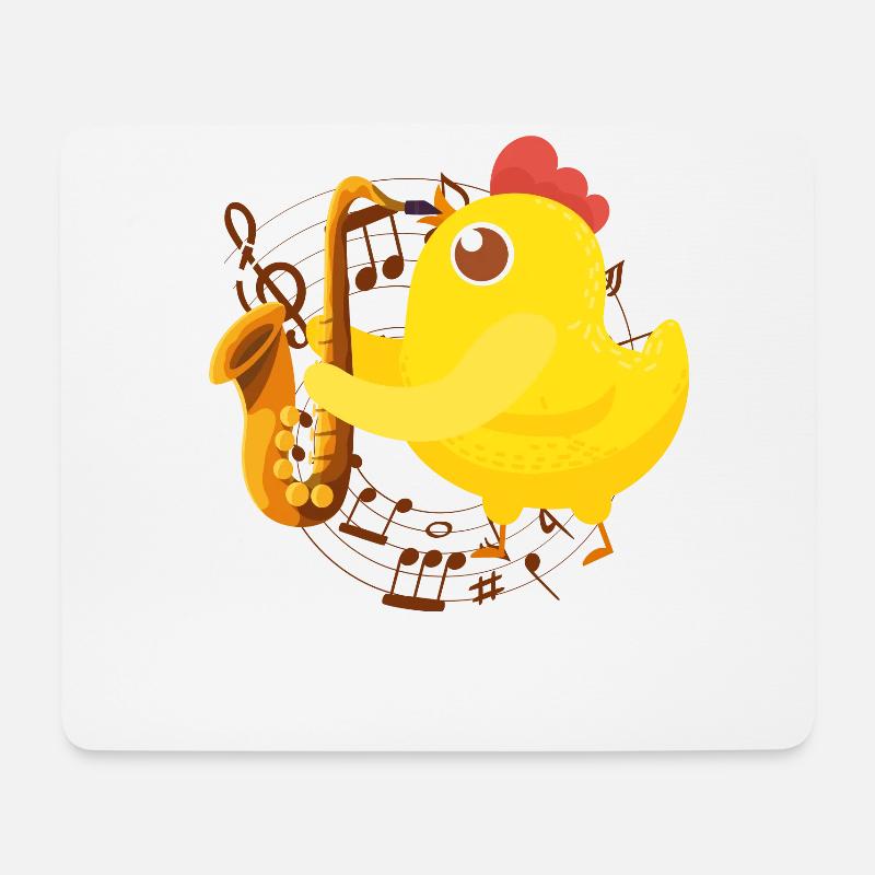 Saxophone Girl Chicken Saxophone - Mousepad (Querformat) - Weiß