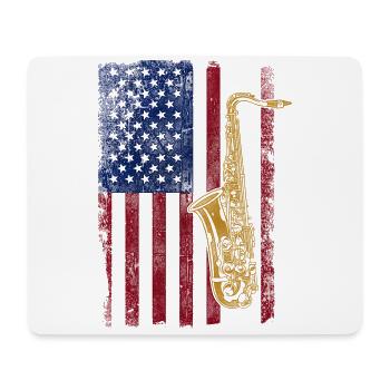 Saxophones American Flag - Mouse Pad (horizontal) - white - Front