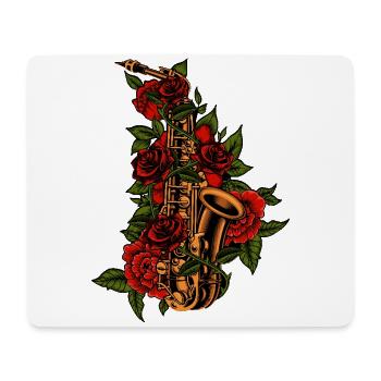 Saxophone Flower Rose Floral - Mouse Pad (horizontal) - white - Front