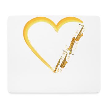 Saxophone Heart - Mousepad (Querformat) - Weiß - Vorne