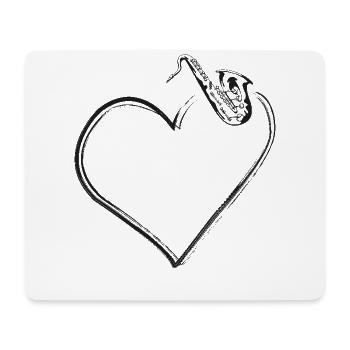 Saxophone Heart - Mousepad (Querformat) - Weiß - Vorne