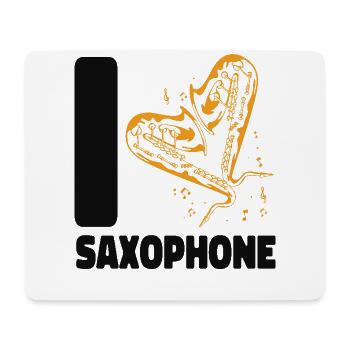Saxophone Heart I Love Saxophone - Mousepad (Querformat) - Weiß - Vorne