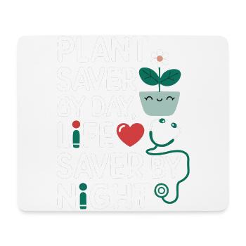 Pflanzenretter durch Tag Lebensretter durch Nachtschwester - Mousepad (Querformat) - Weiß - Vorne