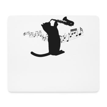 Saxophone Cat - Mouse Pad (horizontal) - white - Front