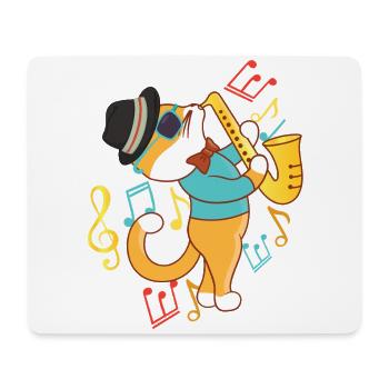 Saxophone Cat Jazz - Mousepad (Querformat) - Weiß - Vorne