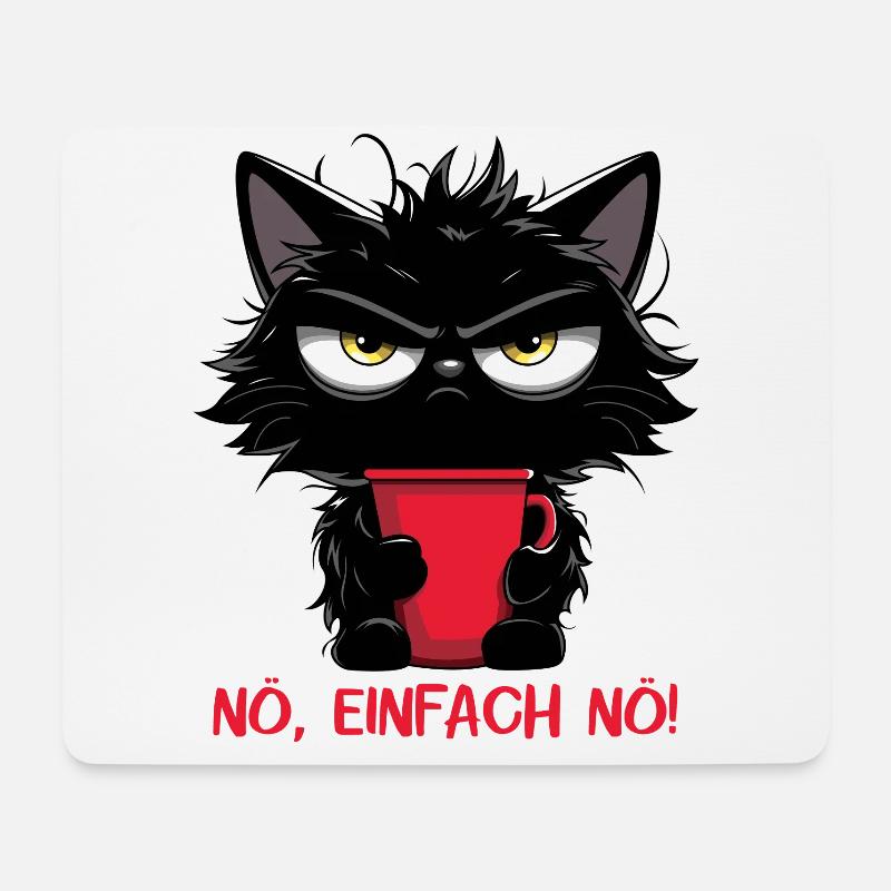 Katze Schlecht gelaunt Morgenmuffel Büro Kaffee - Mousepad (Querformat) - Weiß
