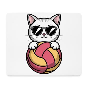 Chat de volley-ball drôle de cadeau de volley-ball - Tapis de souris (format paysage) - blanc - Devant